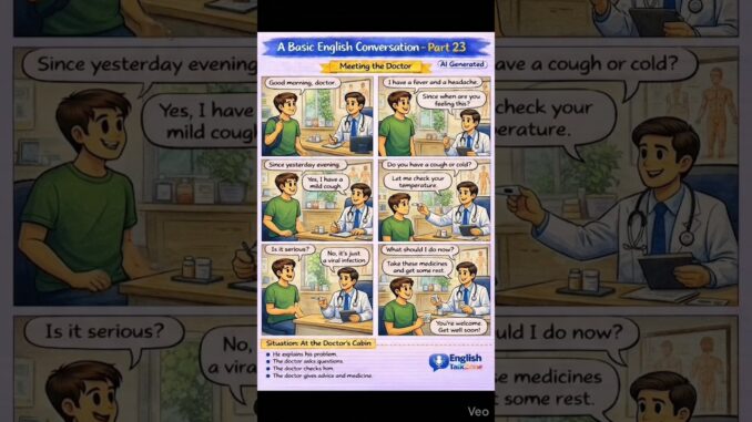Basic English Conversation for Beginners – Meeting the Doctor | Part 23 🏥 (AI Generated) | #shorts